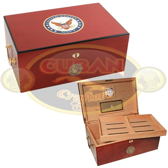 Cuban Crafters Navy American Emblems Humidor One for 100