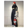 thumbnail image 6 of Black red and white floral long pants for women's loose fitting sports and fashionable dance pants, 6 of 19
