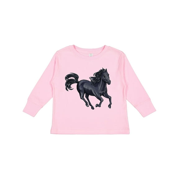 Inktastic Beautiful Galloping Black Horse Boys or Girls Long Sleeve Toddler T-Shirt