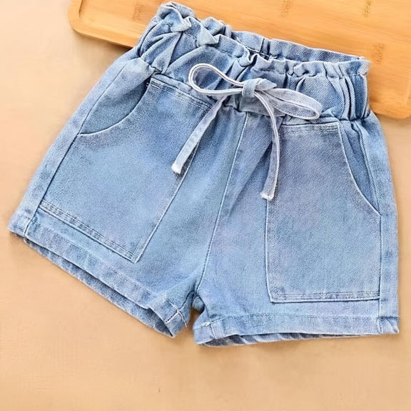 Jean Shorts Girls Straight Leg Baggy Girls Elastic Waist Denim Shorts Girls Summer Clothes Girls 13-14 Years