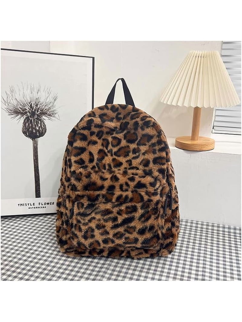 Chic Leopard Print Backpack - Tan Jessica Simpson Mini Plush Backpack for Women for Going Out  main image 4