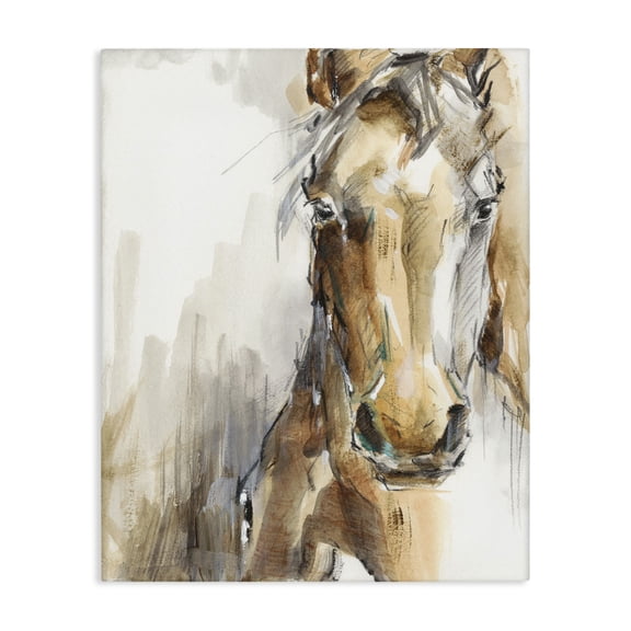 Stupell Industries Farmhouse Abstract Brown Horse Portrait Canvas Art, 16 x 20, by Ethan Harper