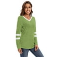 thumbnail image 2 of Long Sleeve Shirts for Women Casual V Neck Color Block T-Shirts Tunic Tops XX-Large Green(Green XL), 2 of 6