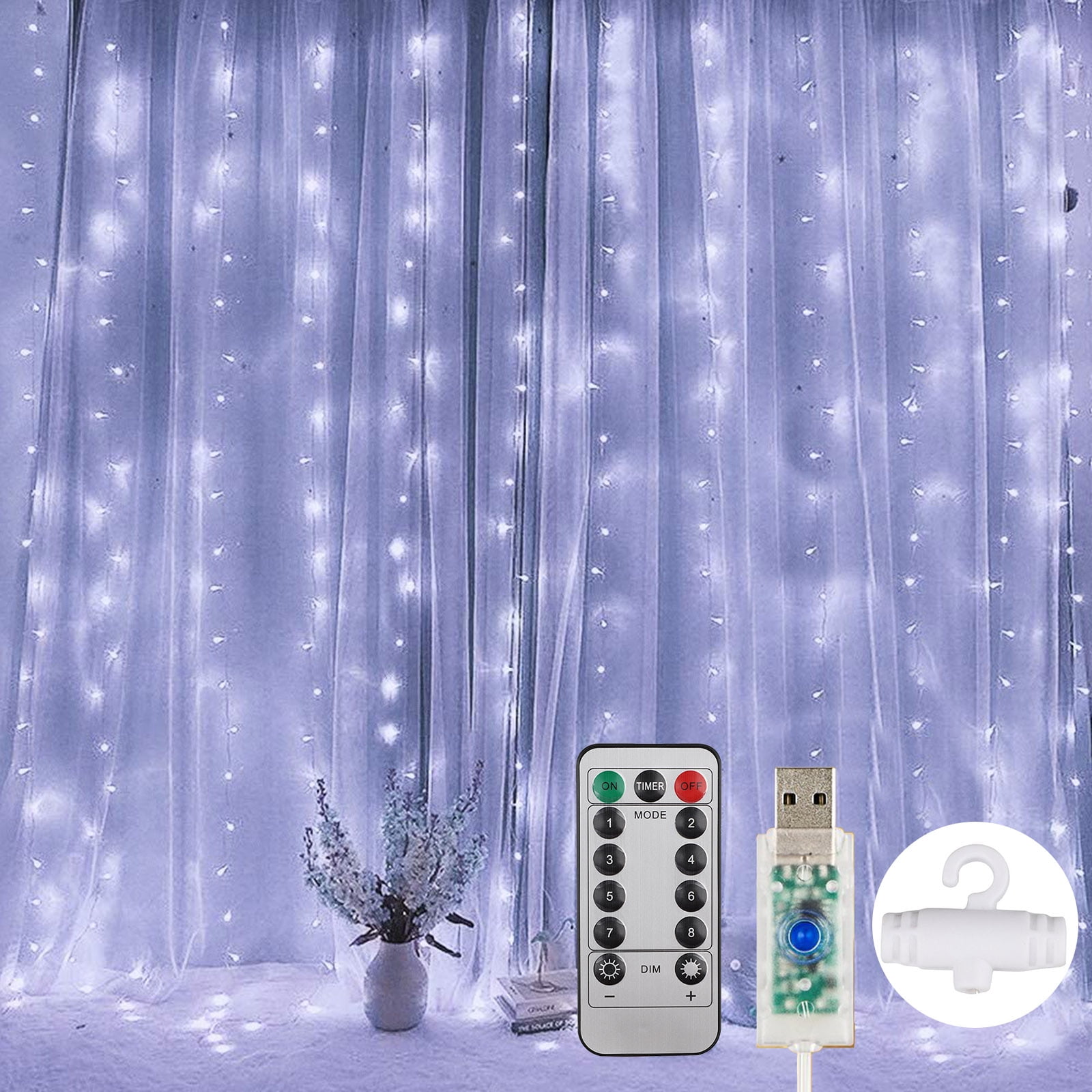 Light String 12PCS Star 138Led Curtain Window Bedroom Xmas Fairy Lamp Home Decor 