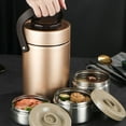 thumbnail image 3 of 2000ml Insulated Thermos for Hot Food 304 Stainless Steel 3 Tier Leakproof Stackable Thermal Lunch Box Containers Flask[Gold], 3 of 5