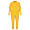 thumbnail image 4 of BXINGOHAI Men's 2 Piece Outfit Sets Quarter Zip Up Long Sleeve Lapel Shirts Drawstring Pants 2024 Solid Casual Outfits Yellow,XXXL, 4 of 6