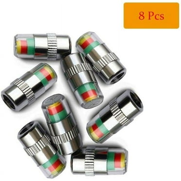 8X Car Tire Valve Stem Caps Pressure Monitor Sensor Indicator 3 Color Alert