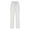 thumbnail image 5 of Wutalume Women's High Waist Linen Wide Leg Pants, Loose Casual Trousers with Slimming Effect for Summer, Breathable Lightweight,Ideal for Beach and City,White L, 5 of 8