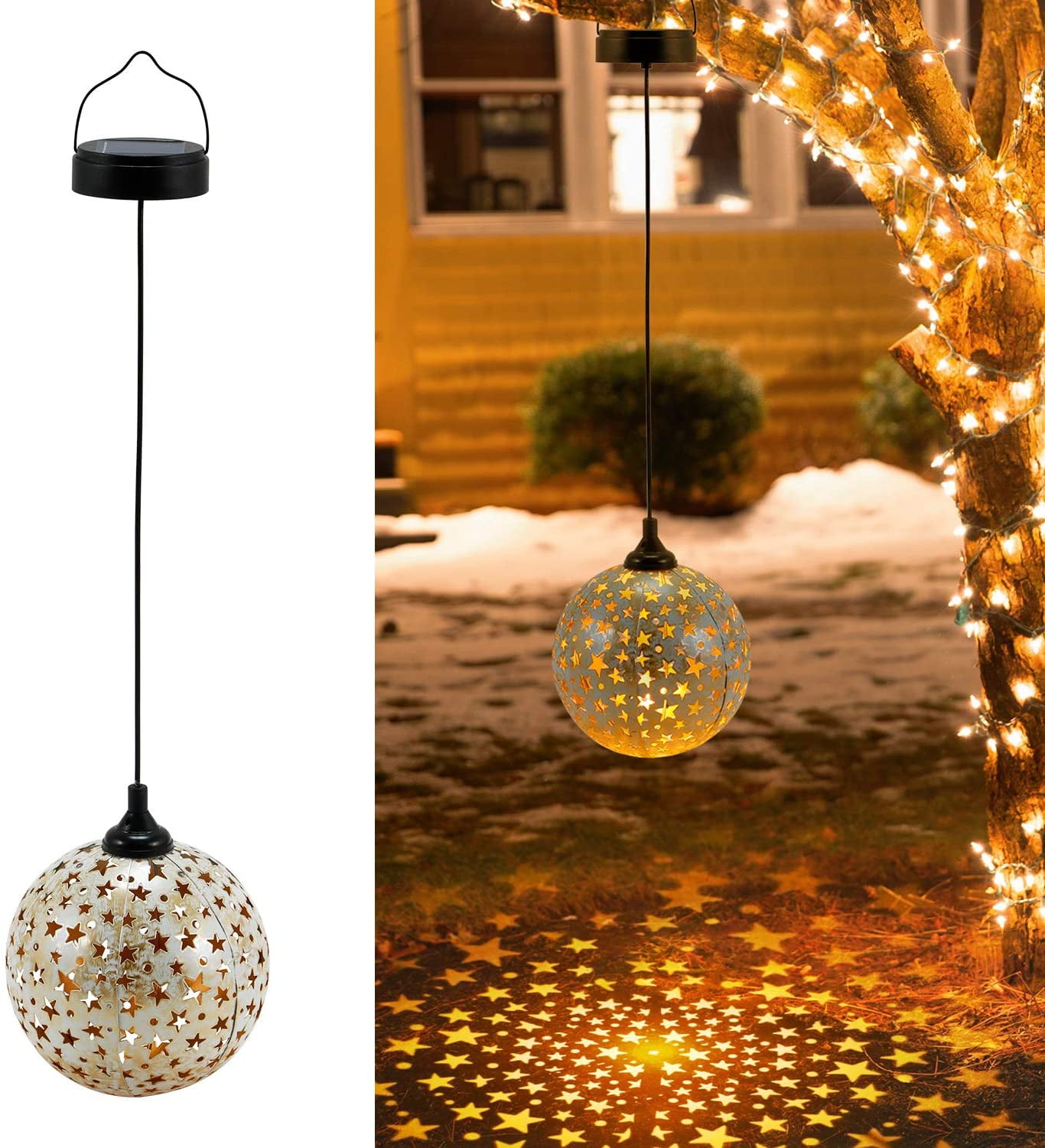 2 Pack Hanging Solar Lanterns, OxyLED Solar Light Outdoor, LED Star