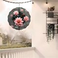 thumbnail image 6 of Vibrant Pink Flower Metal Hanging Wind Spinner - Abstract Design with Concentric White Lines for Yard & Garden Decor, 6 of 6