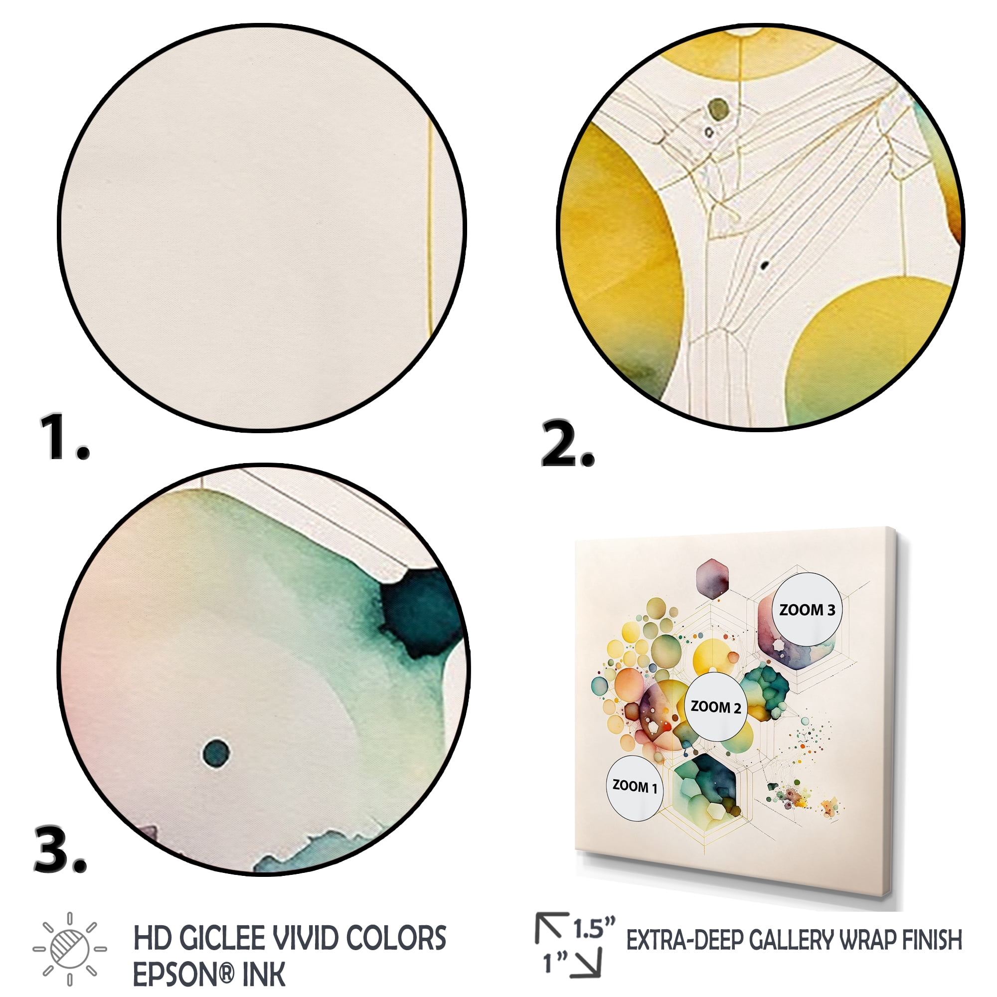 Designart Hexagon And Circular Abstract I Canvas Wall Art