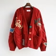 thumbnail image 2 of Womens Open Front Cardigan Cable Knit Long Sleeve Button Down Embroidery Cardigan Sweaters, 2 of 5
