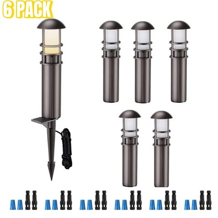 6 Pack 5CCT LED Pathway Landscape Lights, Low Voltage, 1800K/2700K/3000K/4000K/5000K, 12-24V AC/DC, IP65 Waterproof, Oil Rubbed Bronze, Aluminum