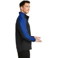thumbnail image 3 of Port Authority J718 Mens Active Colorblock Soft Shell Jacket, Deep Black & True Royal - Medium, 3 of 6