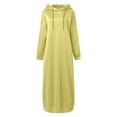 thumbnail image 4 of IWRICH Women's Maxi Long Hoodie Dress Pullover Sweatshirt Spring Fall Autumn Winter Loose Sweatshirts Dress Yellow XL, 4 of 5