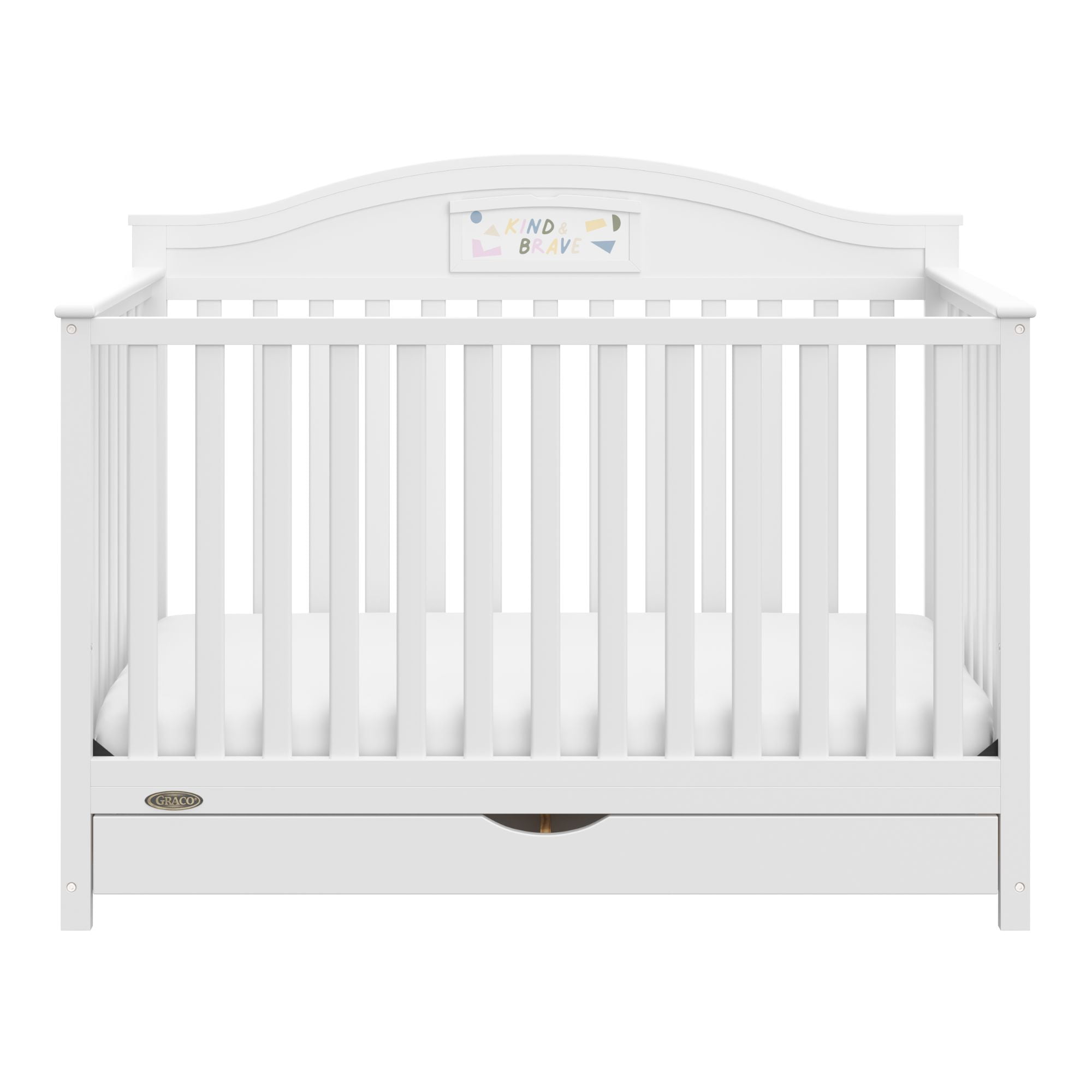 Graco Story 5-in-1 Convertible Baby Crib with Drawer and Reversible Headboard, White