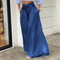thumbnail image 1 of Pantalones largos de cintura alta para mujer, falda holgada informal con cinturón, ropa de calle lisa, 2023, 1 of 4