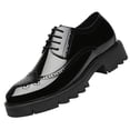 thumbnail image 1 of Zapatos de plataforma con tacón alto de 4 cm de altura para hombre, informales, de piel de charol, estilo brogue, estilo Oxford, formales, con plataforma y aumento de altura (25,5 cm), 1 of 4