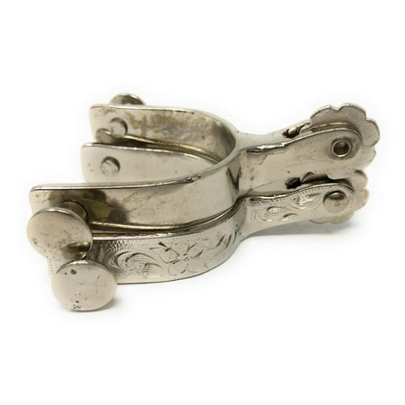 Western Bay - Baby Toddler Spurs Western Cowboy Boots Silver Engraving Rose Bud Rowels