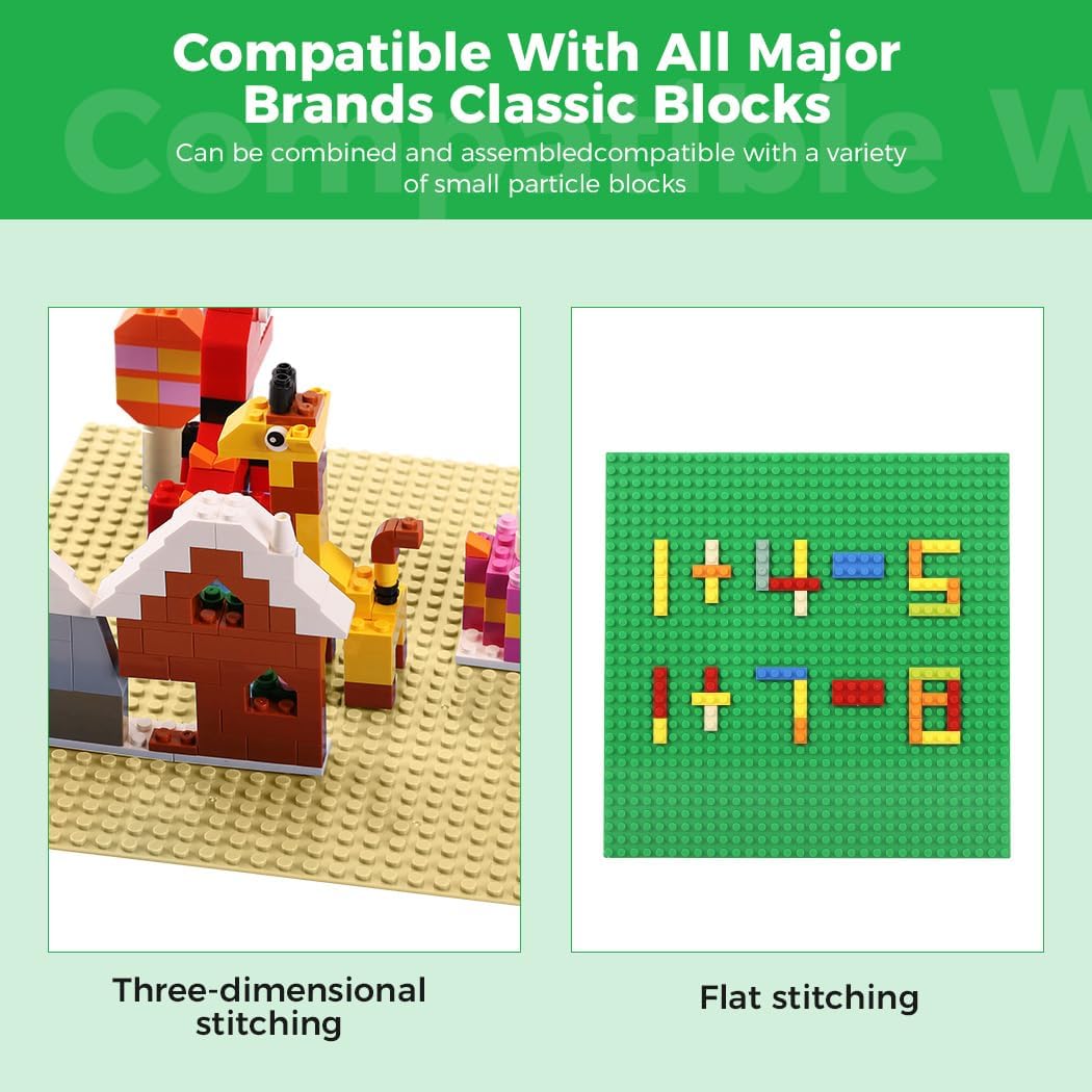Classic Baseplates Building Plates-8 Pack 10" x 10" Building Boards,100% Compatible with All Major Brands and Activity Table, Creative Building Platforms Mats for Toy Bricks,Multicolored