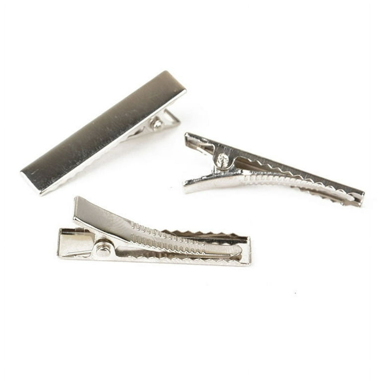 50 Pcs Rectangular Double Prong Alligator Clip With Teeth for Bow