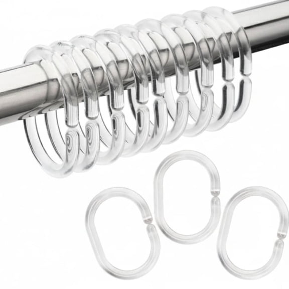 36 Pcs Clear C-Shaped Plastic Shower Curtain Rings, Easy Glide Shower Hooks for Bathroom Shower Rods