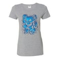 thumbnail image 2 of 3D Blue Skulls Trendy | Womens Fashion Graphic T-Shirt, Heather Grey, 2XL, 2 of 4