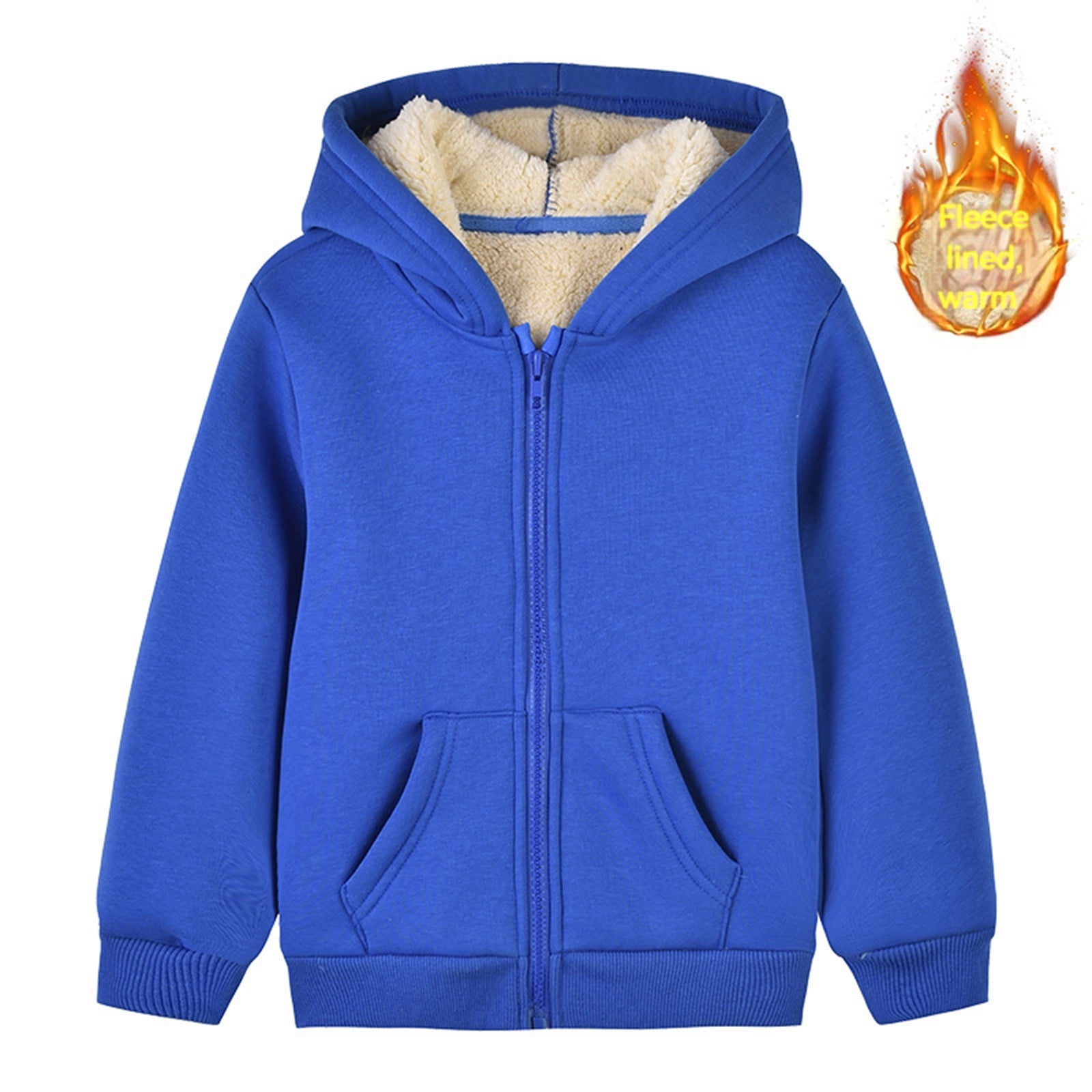 SGMVNU Winter Warm Outwear Jackets For Boys Girls Boys Girls Fleece Lined Winter Warm Coats Sweatshirt Hoodie Jacket Casual Loose Zipper up Hooded Jackets(Size 12-18 Months, Blue)