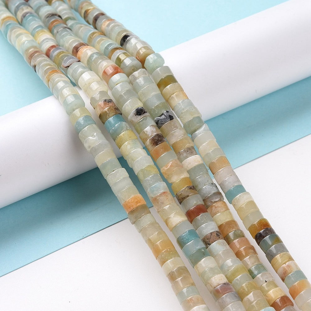 5Strand Natural Flower Amazonite Beads Strands Heishi Beads Flat Round/Disc 6x3mm Hole: 1.2mm about 117pcs/strand 14.69''(37.3cm)