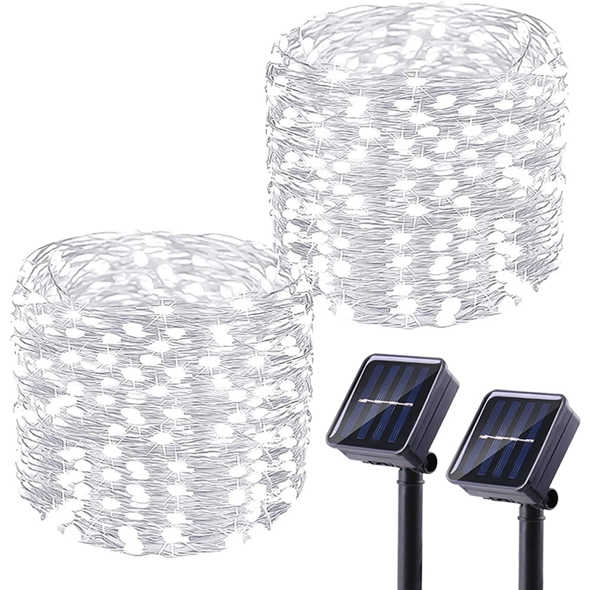 GooingTop Solar String Lights Oudoor Waterproof, 2 Pack Each 39.4 Ft 100 LED Christmas Fairy Lights with 8 Lighting Modes for Garden Patio Home Yard Tree Party(Cool White)