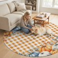 thumbnail image 2 of Round Area Rugs 6Ft, Thanksgiving Fall Non-Slip Washable Circle Rugs Carpet, Autumn Orange Blue Pumpkin Check Indoor Outdoor Rug Floor Mats Throw Runner for Bedroom Living Room Bathroom, 2 of 8