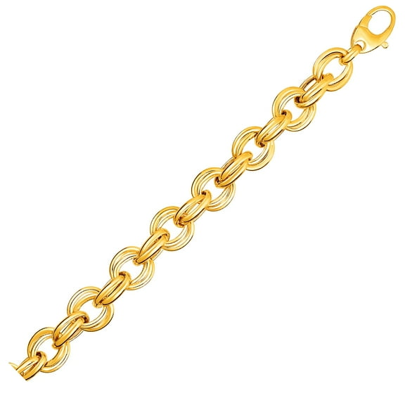 Twisted Double Link Bracelet in 14k Yellow Gold 8 in