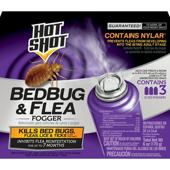 Hot  Bedbug & Flea Fogger Killer with Nylar to Regulate Flea Growth, 2 Ounce Cans, 3 Pack