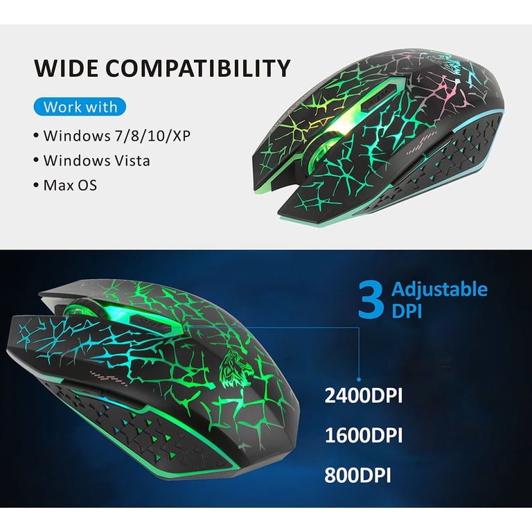 Uciefy Wireless Gaming Mouse 2.4G Optical Rechargeable Silent Mice