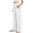 thumbnail image 5 of Edvintorg Womens Wide Leg Lounge Pants Casual Loose Yoga Sweatpants Women's Solid Elastic Waist Loose Fit Long Pants with Pockets White S, 5 of 6