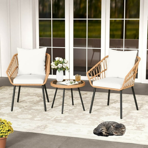 Costway 3 Piece Patio Bistro Set with Heavy Duty Metal Frame for Balcony Garden & Poolside