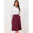 thumbnail image 2 of DARING DIVA Women's A-Line Belted Fall Midi Corduroy Skirt S Burgundy, 2 of 6
