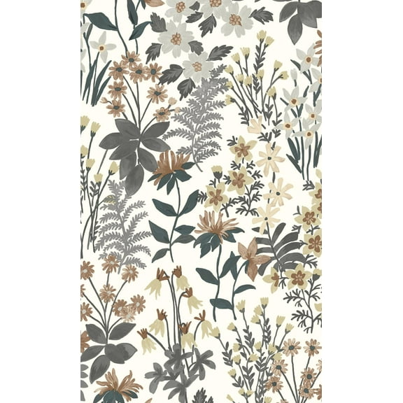Grey Classical Flower Floral Printed Non-Woven Non-Pasted Textured Wallpaper 57 Sq. Ft.