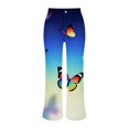 thumbnail image 4 of kaondbfi Women's Print Jeans Mid Waisted Wide Leg Baggy Flare Pants with Pockets Summer Jeans for Women, 4 of 9