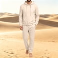 thumbnail image 6 of Garbnen Fleece Men Track Suits 2 Piece Set Long Sleeve Drawstring Pullover Hoodies and Sweatpants Workout Athletic Warm Plush Mens Sweatsuit Beige, 6 of 6