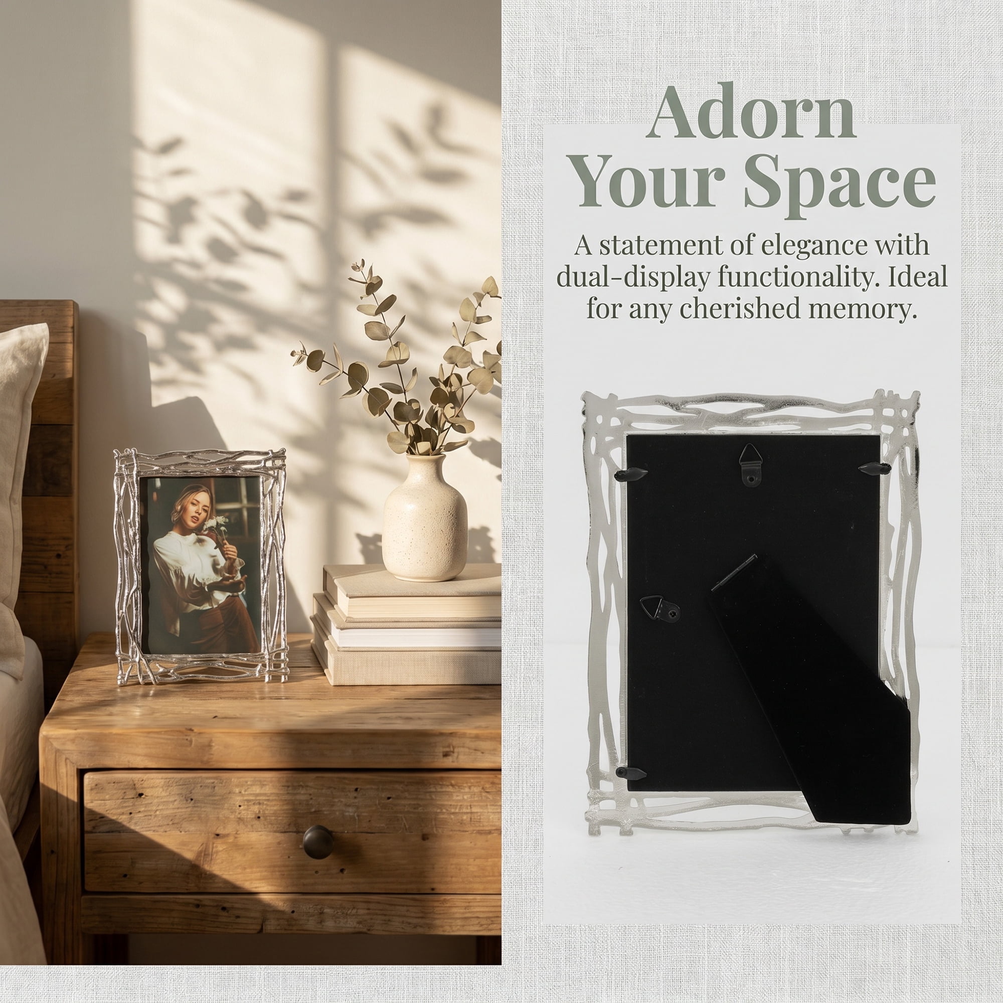 Unique Bargains Metal Minimalist Staging Photo Frame with HD Glass Silver 4" x 6"