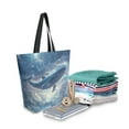 thumbnail image 2 of FORMRS Womens Canvas Tote Bag with Zipper Inner Pocket Shoulder Handbag, Night Floating Whale, 2 of 7