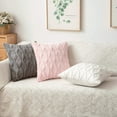 thumbnail image 6 of Pack of 2 Faux Wool Throw Pillow Covers 24x24 Inches Soft Couch Cushion Cover with Velvet Decorative Cushion Cover for Living Room, Bedroom,Car,Office (Dark Grey), 6 of 15