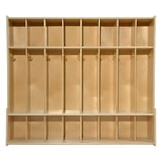 Contender 8 Section Coat Locker with Bench & Cubby Storage, Wooden Backpack Cubby Storage Organizer with Hooks for Daycare, Classroom and Home - RTA