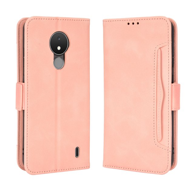 Case for Nokia C21 Cover Adjustable Detachable Card Holder Magnetic closure Leather Wallet Case - Pink