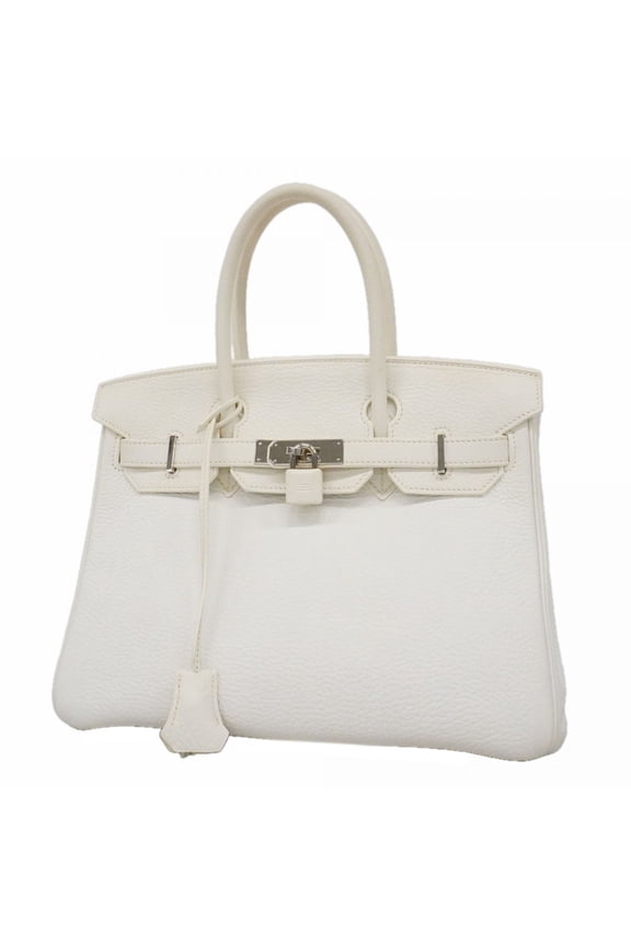 Pre-Owned Hermes Birkin 30 Togo White Handbag (L stamp) - Women's