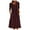 Wine, variant on IROINNID Long Dress For Women Temperament Round-Neck Short Sleeve Print Casual Loose Pocket Dress Summer