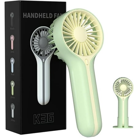 

Mini Personal Fan Handheld Small Portable Handheld Fan Battery Operated USB Rechargeable Face Makeup Lashes Desk Fan with Base for Kids Girls Women Men Indoor Outdoor Travelling Green