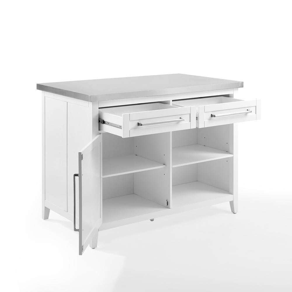Crosley Furniture Silvia 2-Drawer Traditional Wood Kitchen Island in White/Gray