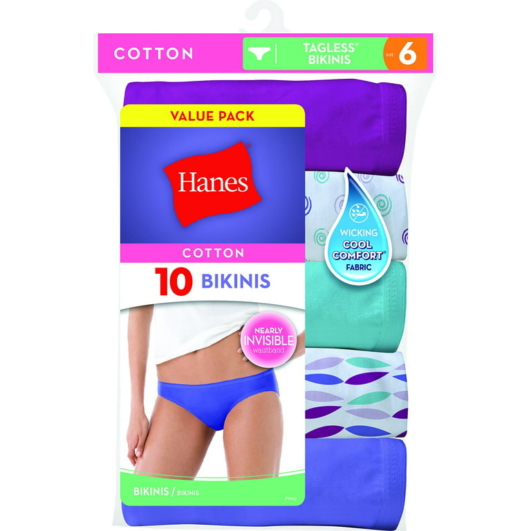 Hanes Women's Underwear Pack, Moisture-Wicking Cotton Bikini